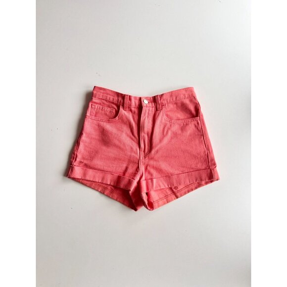 AMERICAN APPAREL JEANS Watermelon Coral High Rise Cut Off Shorts, Size 27 - Picture 1 of 10